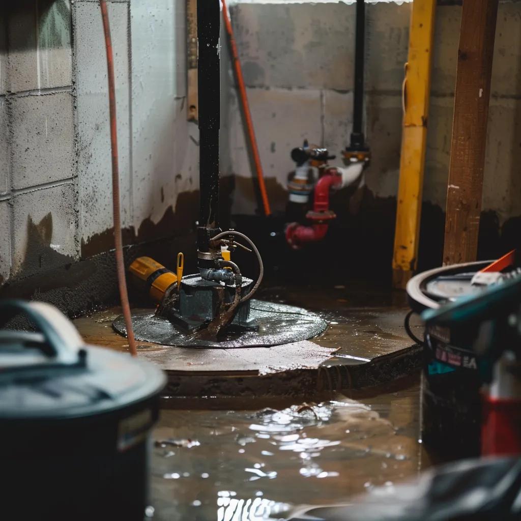 Sump pump installation in a basement for effective water removal